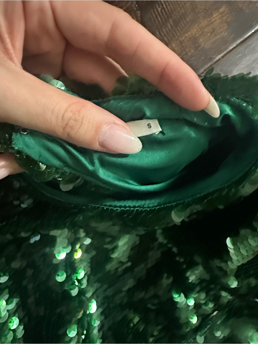 House of CB Emerald Green Sequin Open-Back Maxi Dress - Picture 5 of 8